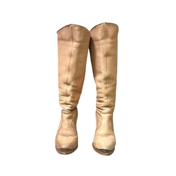 Vintage Zodiac knee high tan leather boots 7 M - Picture 4 of 5